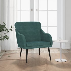 Sillón de terciopelo verde oscuro 63x76x80