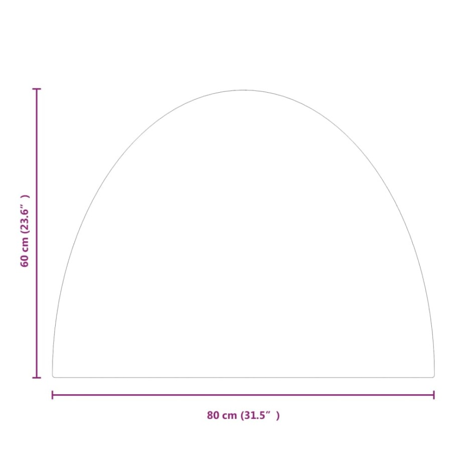 Placa de vidrio para chimenea semicircular 800x600