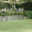 Jardinera arriate acero recubrimiento polvo plata 152x40x36 cm