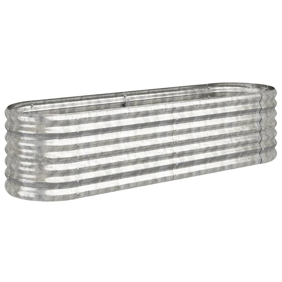 Jardinera arriate acero recubrimiento polvo plata 152x40x36