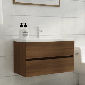 Mueble de lavabo madera de ingeniería roble marrón