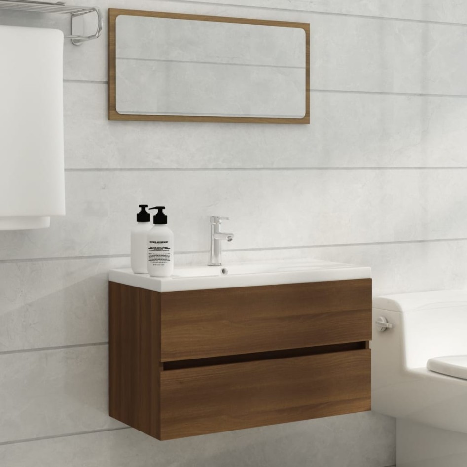 Mueble de lavabo madera de ingeniería roble marrón
