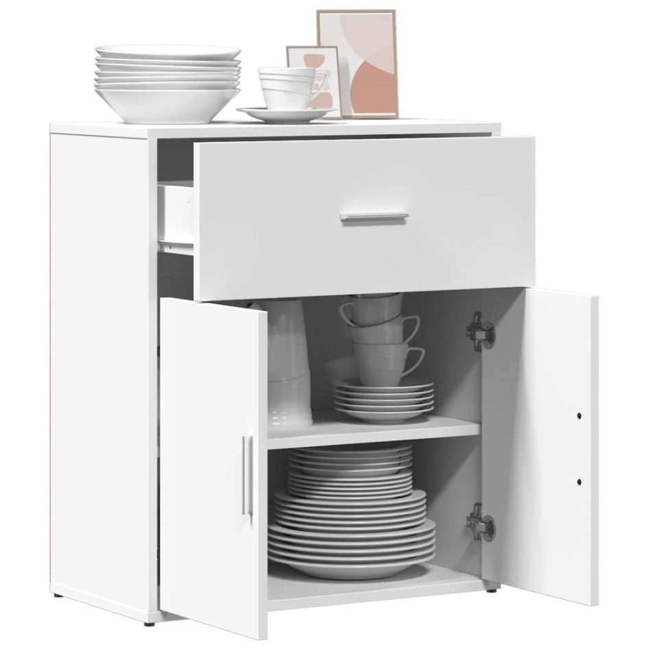 Aparador de madera de ingeniería blanco 60x31x70