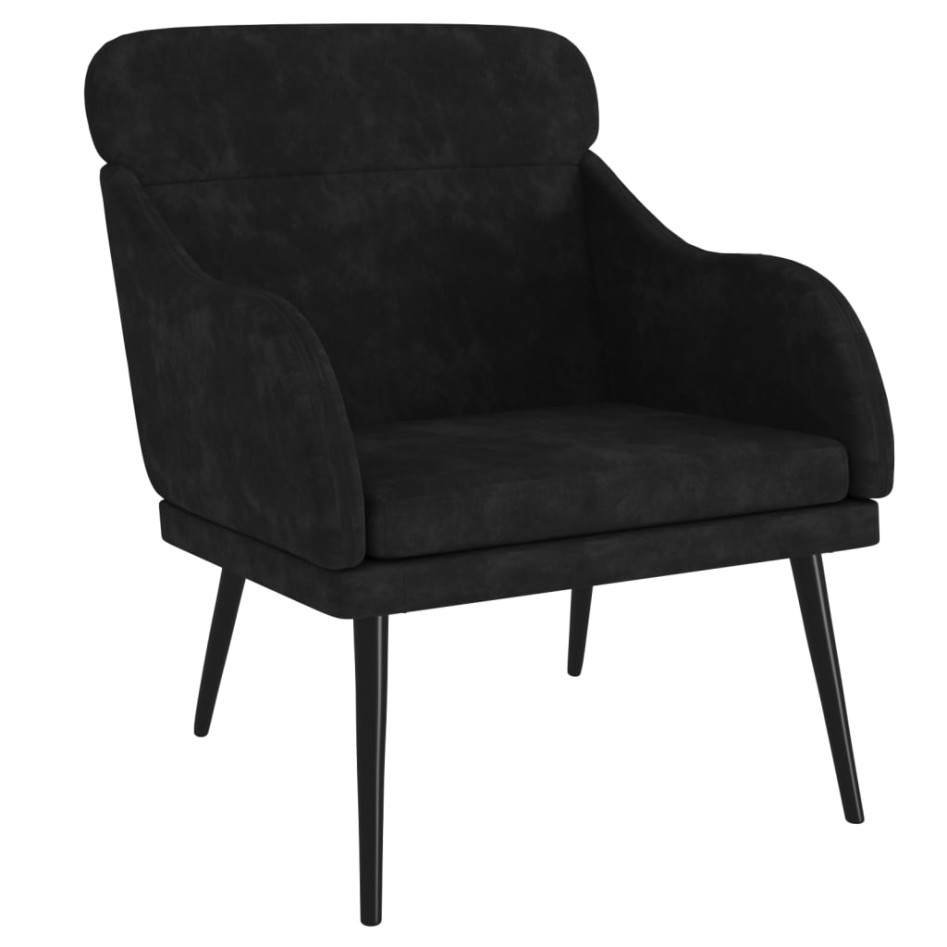 Sillón de terciopelo negro 63x76x80