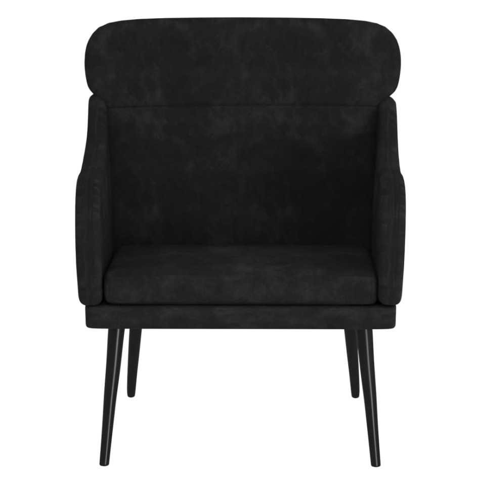 Sillón de terciopelo negro 63x76x80