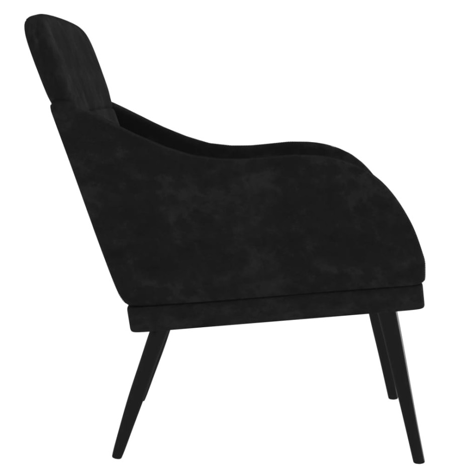 Sillón de terciopelo negro 63x76x80