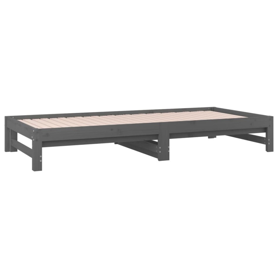 Sofá cama extraíble madera maciza de pino gris 2x(90x200)