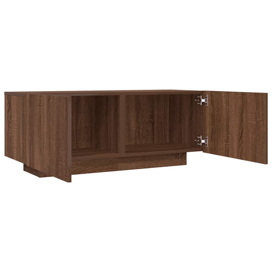 Mueble TV madera contrachapada color marrón roble 100x35x40