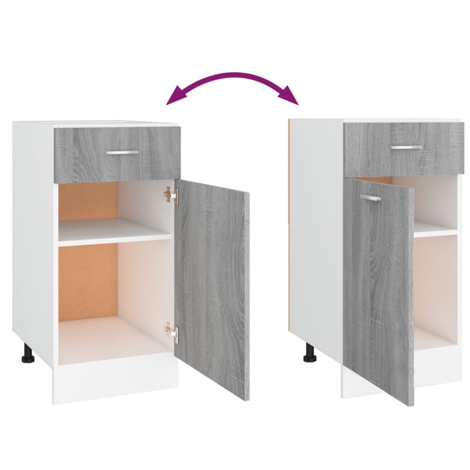 Armario bajo cocina madera ingeniería gris Sonoma 40x46x81,5