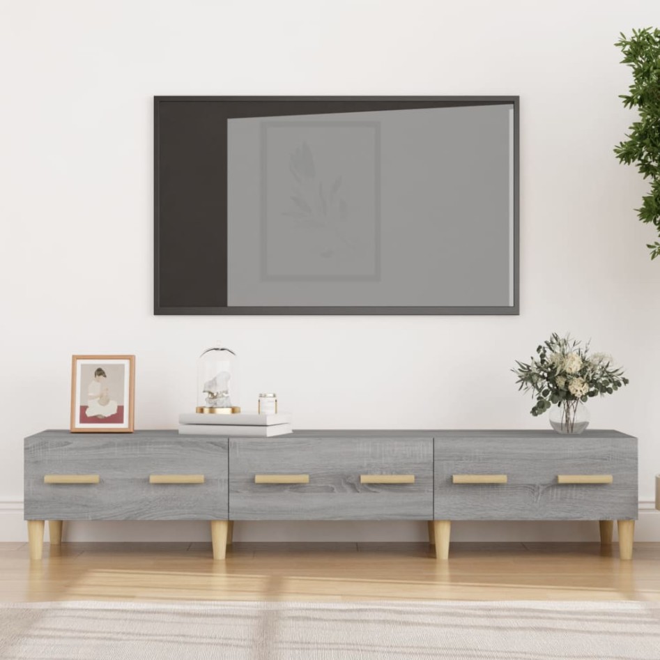Mueble para TV madera contrachapada gris Sonoma 150x34,5x30