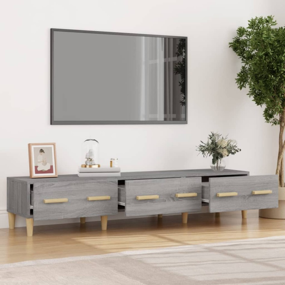 Mueble para TV madera contrachapada gris Sonoma 150x34,5x30