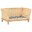 Cesta para perros con cojín sauce natural 50x33x30 cm