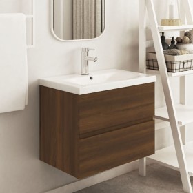 Mueble de lavabo madera de ingeniería roble marrón