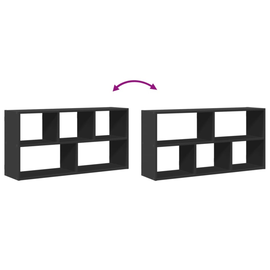 Estantería de pared madera de ingeniería negra 100x25x50