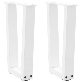 Patas para mesa de comedor en forma de V 2 uds blanco