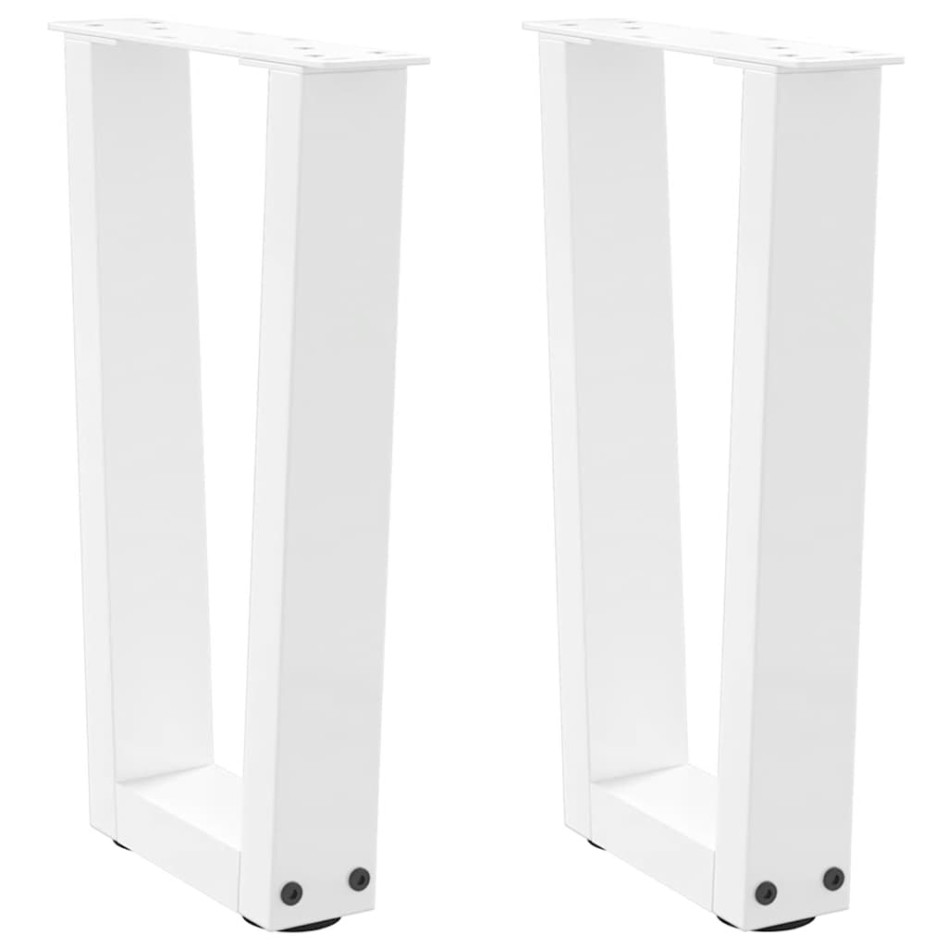 Patas para mesa de comedor en forma de V 2 uds blanco