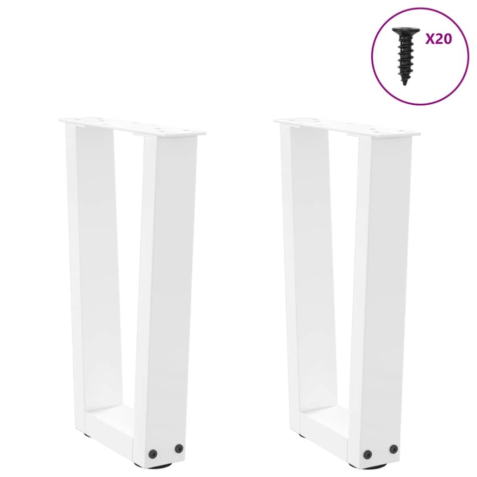 Patas para mesa de comedor en forma de V 2 uds blanco
