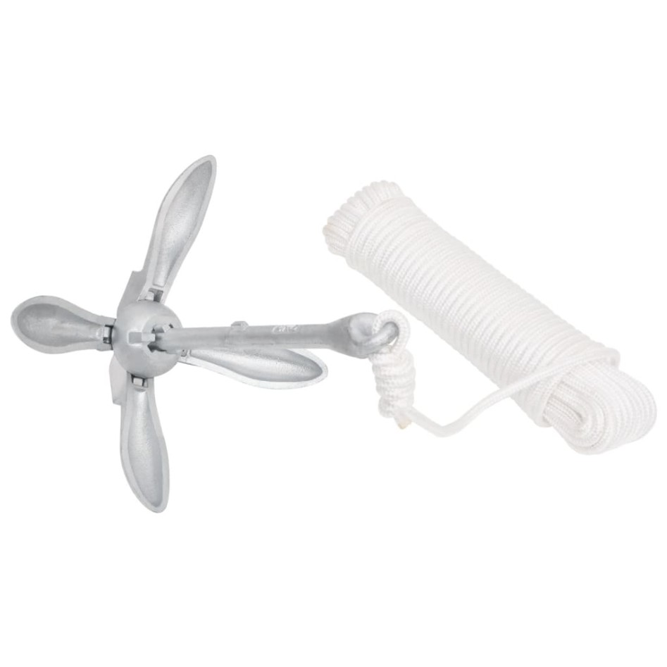 Ancla plegable con cuerda hierro maleable plateado 3,2