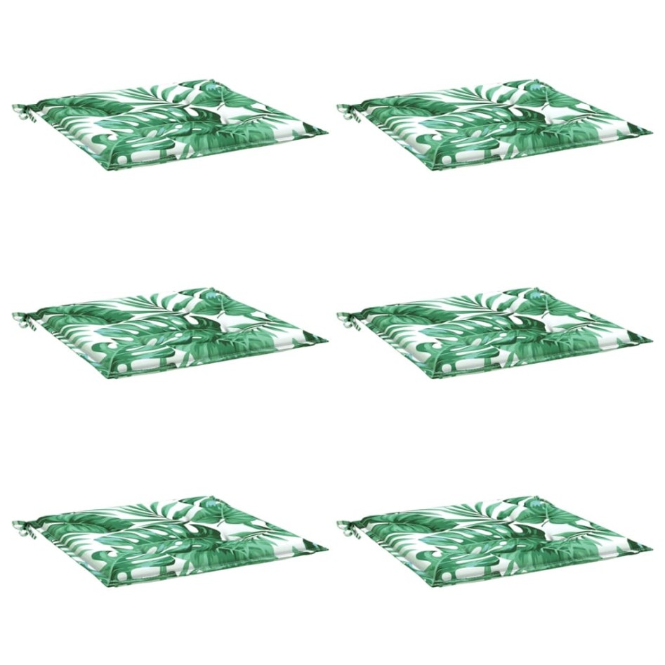 Cojines de silla 6 uds tela estampado de hojas 40x40x3