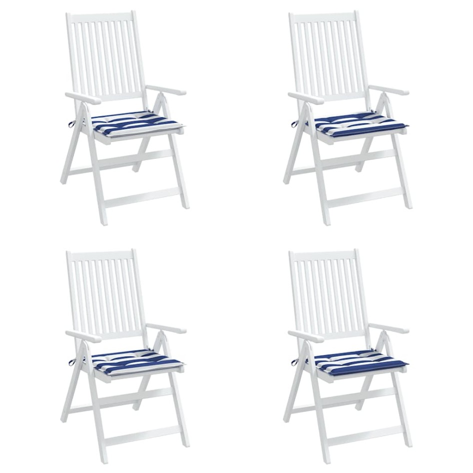 Cojines silla jardín 4 uds tela a rayas azul y blanco
