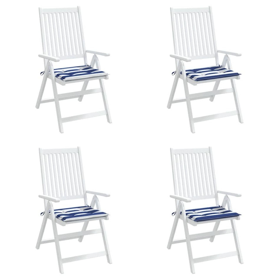 Cojines silla jardín 4 uds tela a rayas azul y blanco
