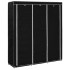 Armario con compartimentos y varillas tela negro 150x45x175