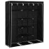 Armario con compartimentos y varillas tela negro 150x45x175