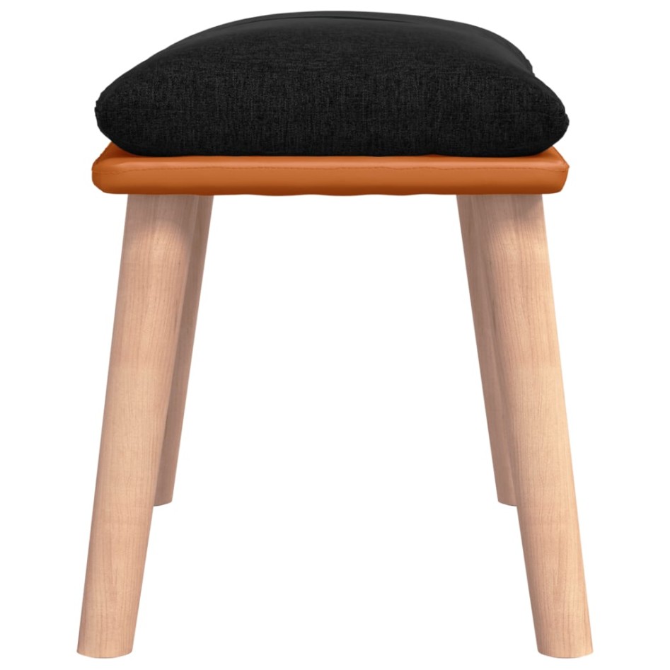 Reposapiés tela y cuero sintético negro 45x29,5x35