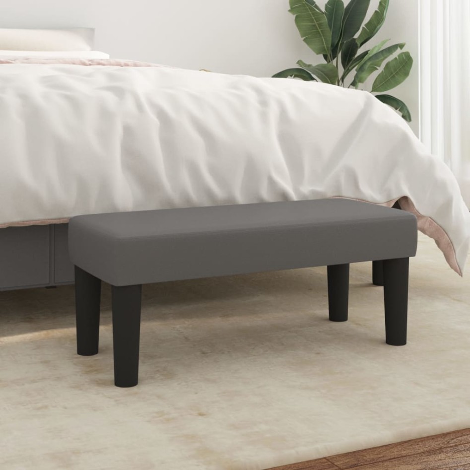 Banco de cuero sintético gris 70x30x30