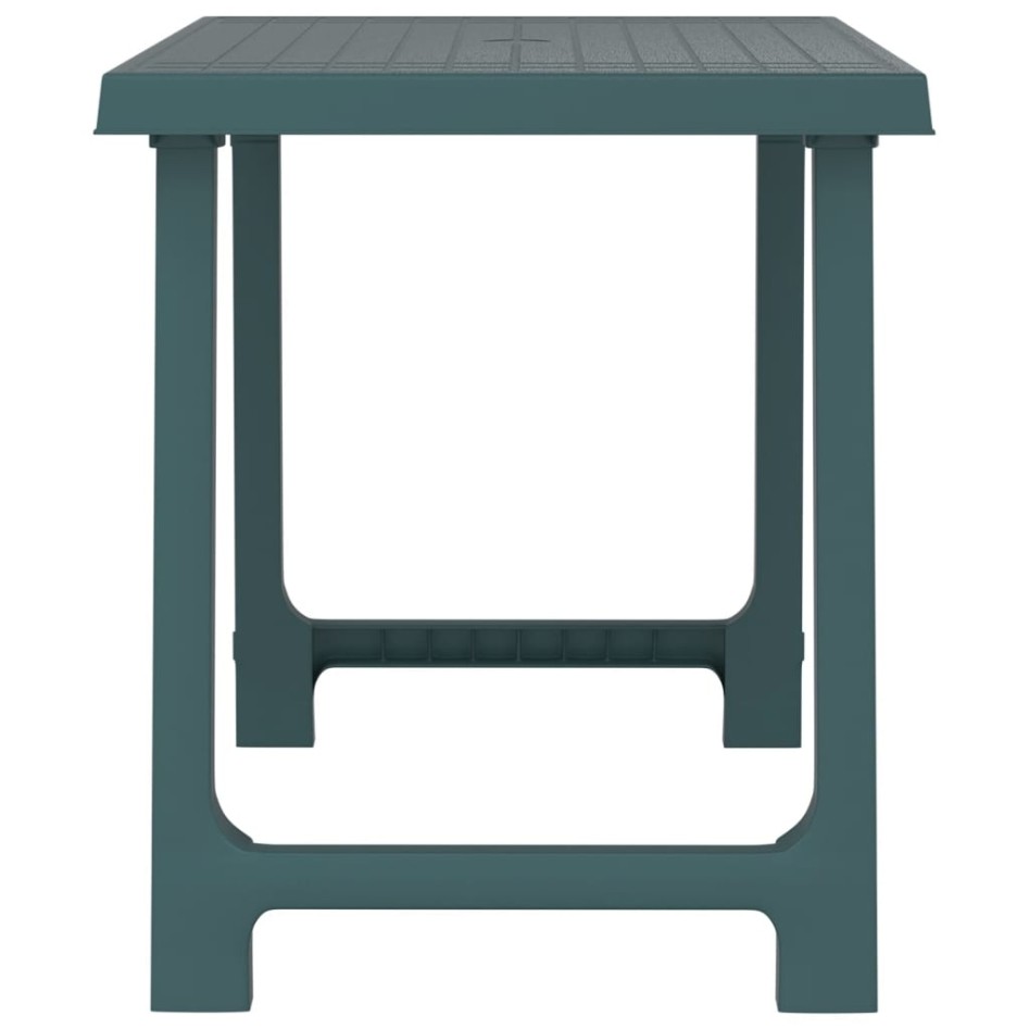 Mesa de camping con aspecto de madera PP verde 79x56x64
