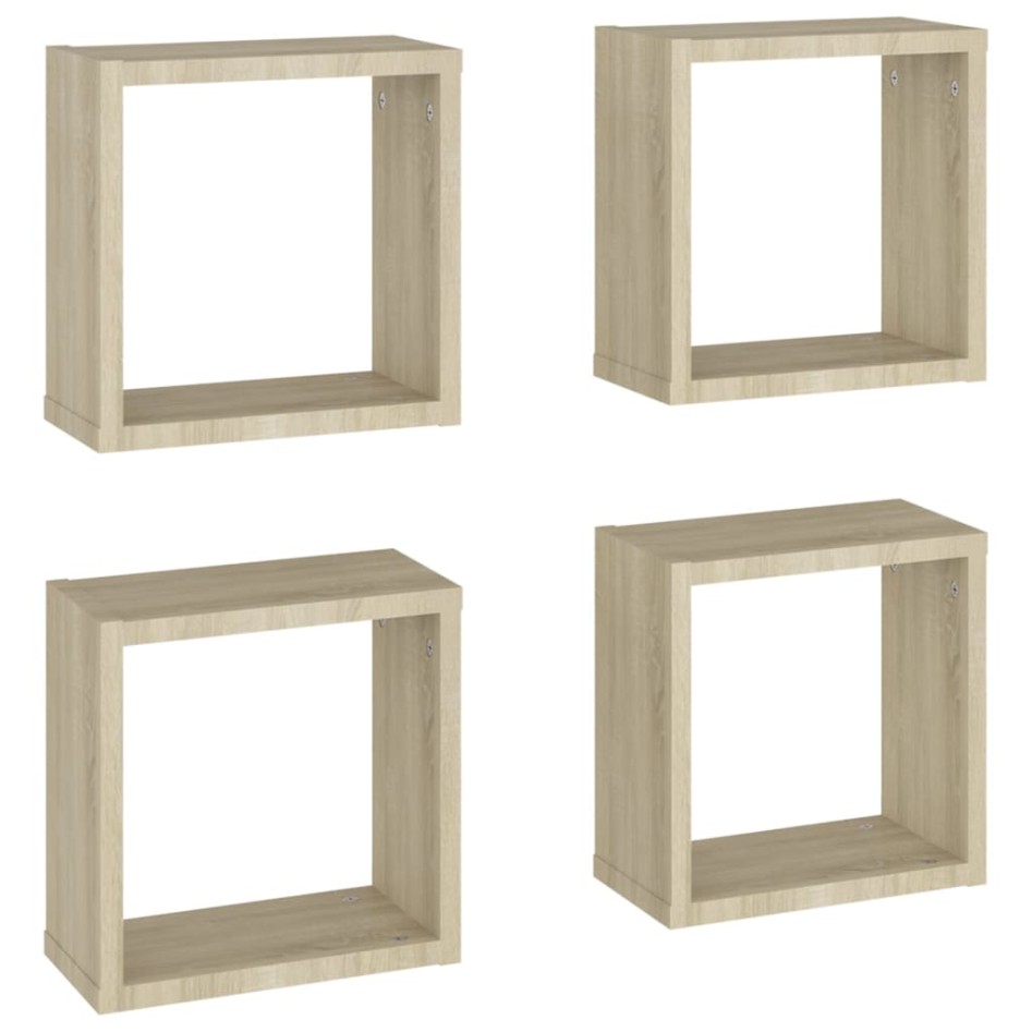 Estantes cubo de pared 4 unidades roble Sonoma 30x15x30