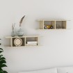 Estantes de pared 2 uds contrachapada roble Sonoma 75x18x20 cm