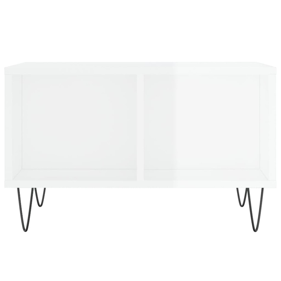 Mesa de centro madera contrachapada blanco brillo 60x50x36,5