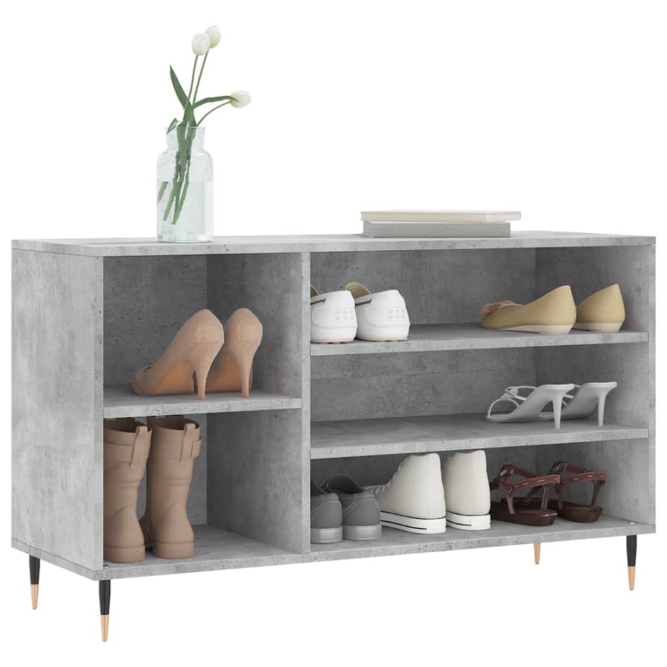 Mueble zapatero madera contrachapada gris hormigón 102x36x60