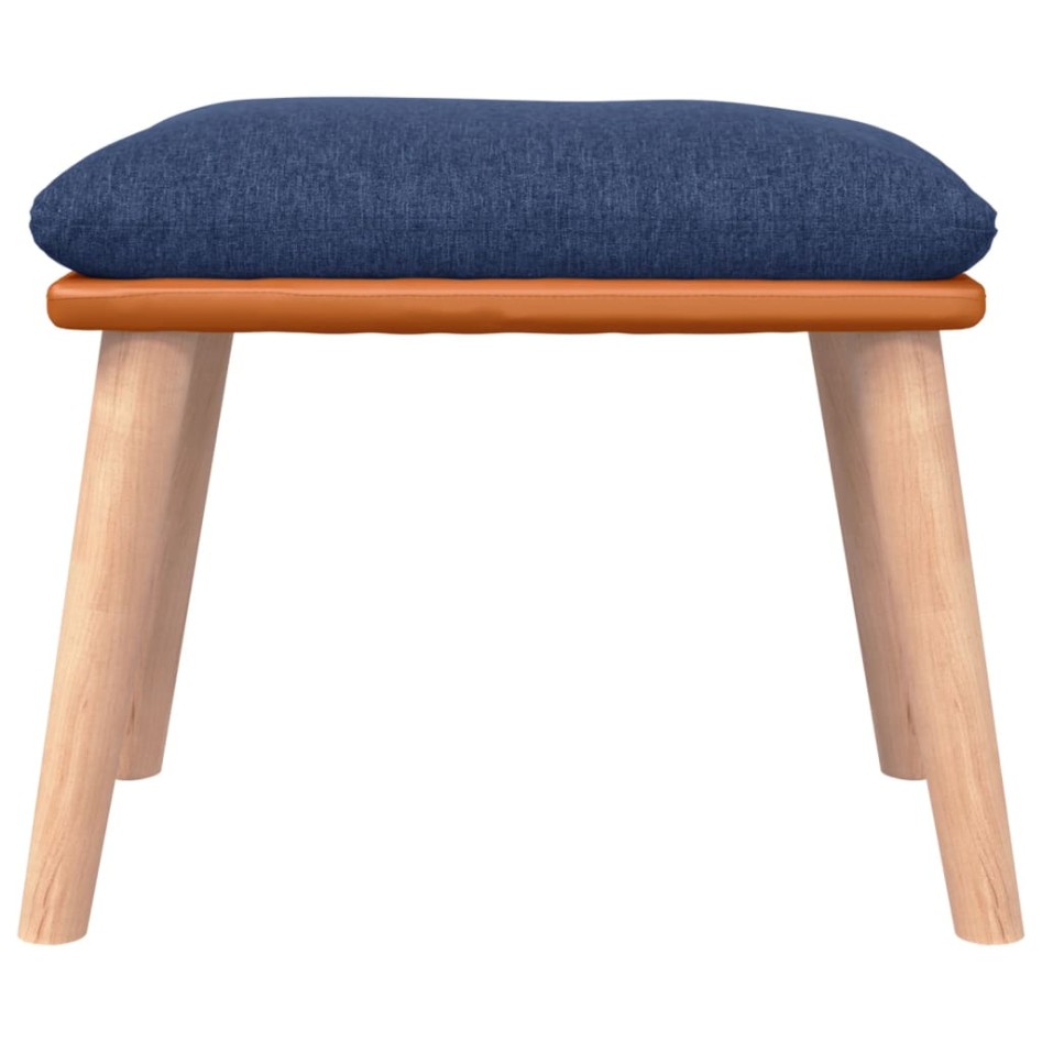 Reposapiés tela y cuero sintético azul 45x29,5x35