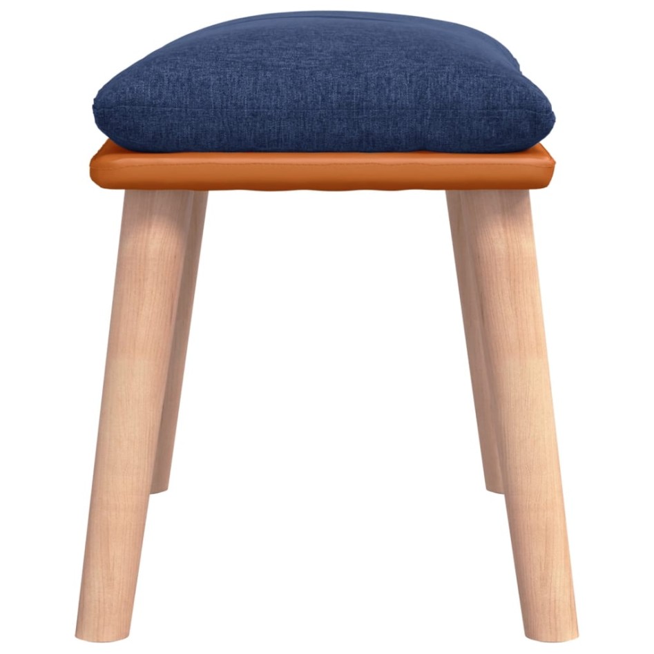 Reposapiés tela y cuero sintético azul 45x29,5x35