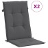 Cojín silla de jardín respaldo alto 2 uds tela gris 120x50x3