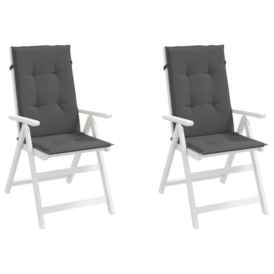 Cojín silla de jardín respaldo alto 2 uds tela gris 120x50x3