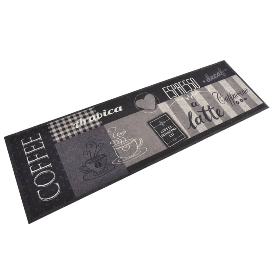 Alfombra de cocina lavable terciopelo negro café 60x180