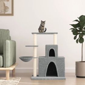 Rascador para gatos con postes de sisal gris claro 83
