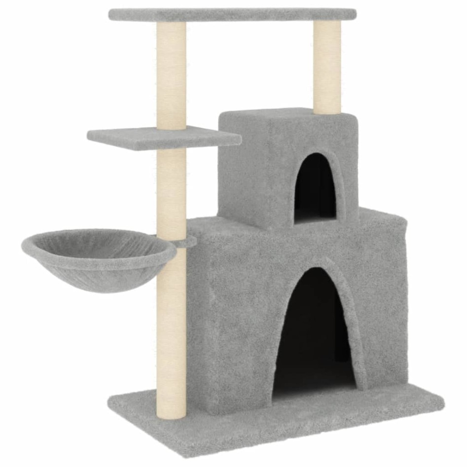 Rascador para gatos con postes de sisal gris claro 83