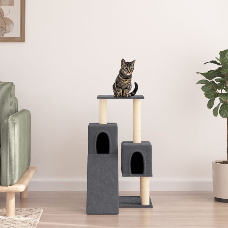 Rascador para gatos con postes de sisal gris oscuro 82