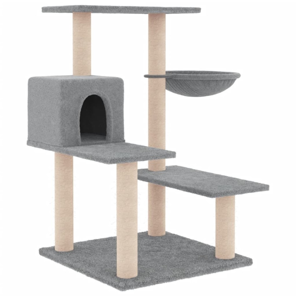 Rascador para gatos con postes de sisal gris claro 82,5