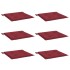 Cojines de silla de jardín 6 uds tela rojo tinto 50x50x3