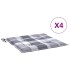 Cojines de silla de jardín 4 uds tela a cuadros gris 50x50x3