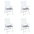 Cojines de silla de jardín 4 uds tela a cuadros gris 50x50x3