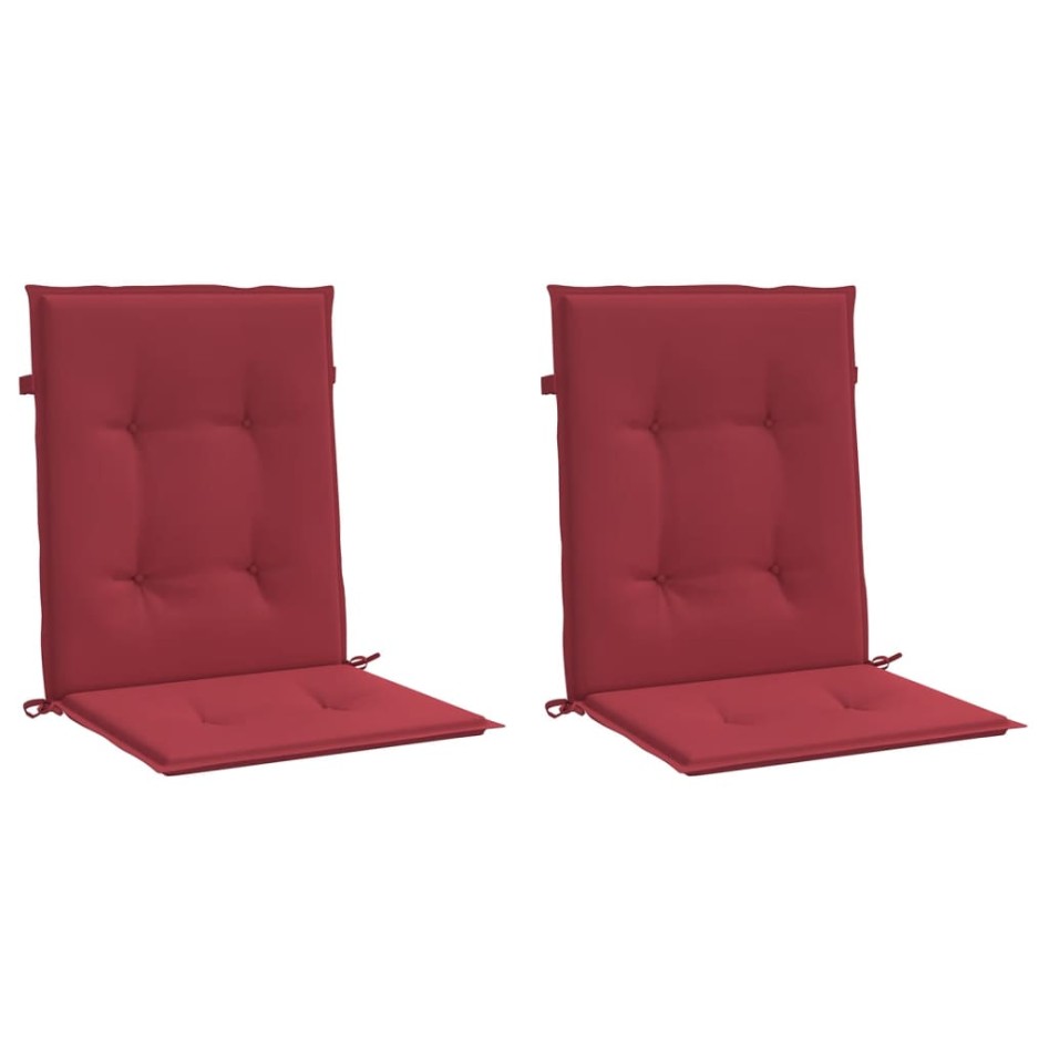 Cojín silla jardín respaldo bajo 2 uds tela Oxford rojo