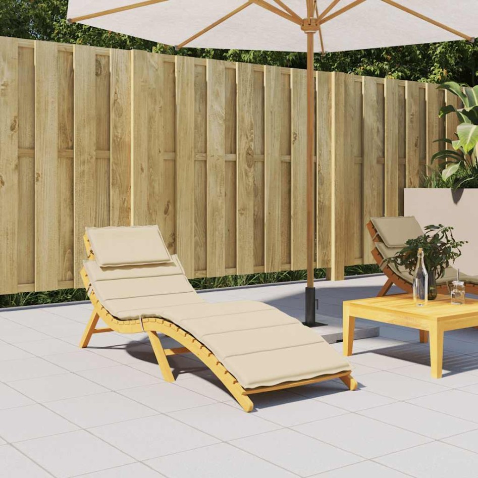 Cojín de tumbona de tela Oxford beige 186x58x3