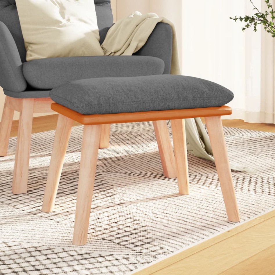 Reposapiés tela y cuero sintético gris claro 45x29,5x35