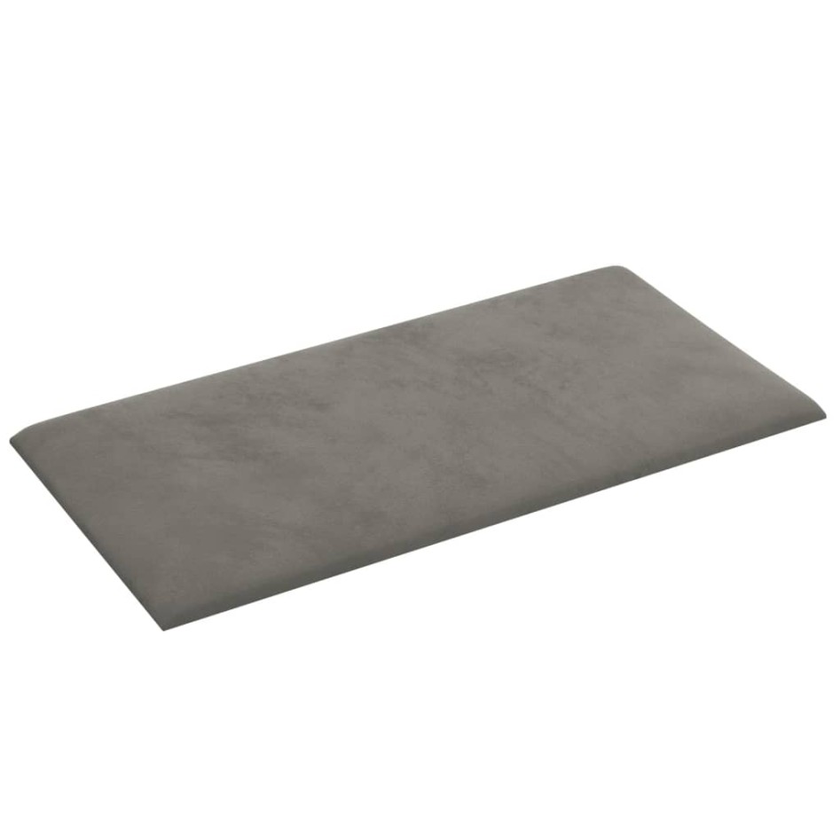 Paneles de pared 12 uds terciopelo gris claro 30x15 cm 0,54